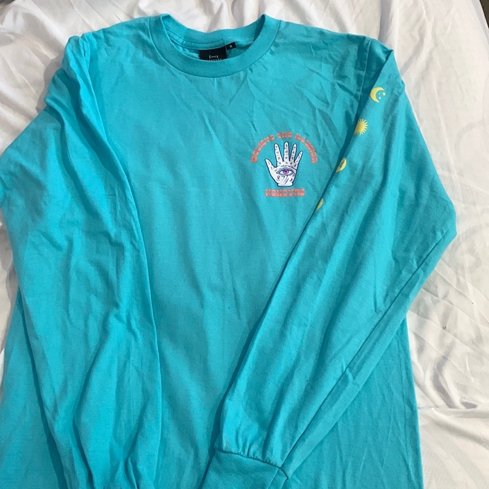 Blue long sleeve graphic tee by No Hours